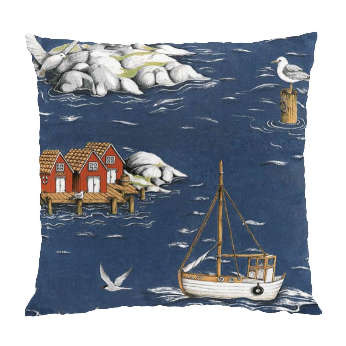 Arvidssons Textil Fiskeskär tyynyliina 47×47 cm Sininen