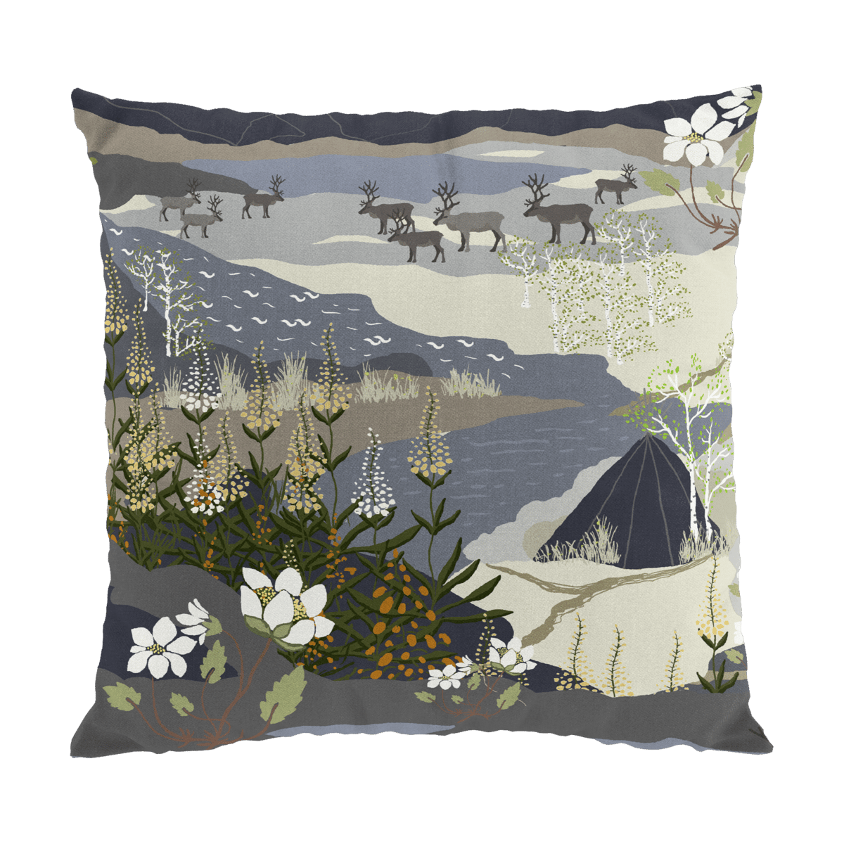 Arvidssons Textil Fjällvandring tyynynpäällinen 47×47 cm Sininen