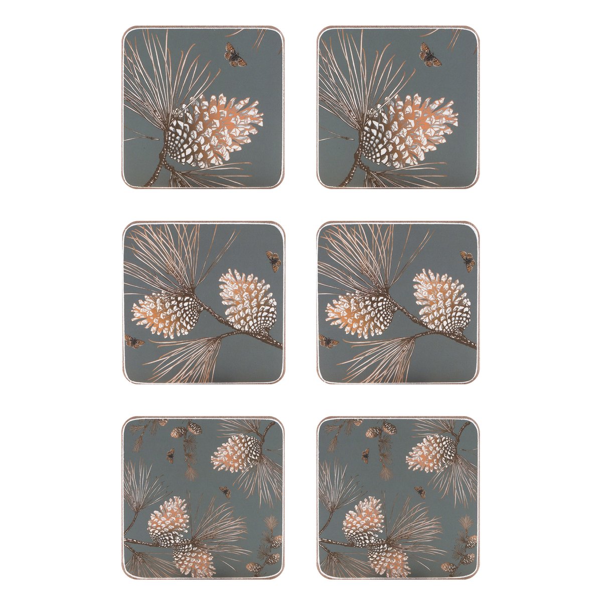 Åry Home Pine Cone lasinalunen 6-pakkaus Moss grey