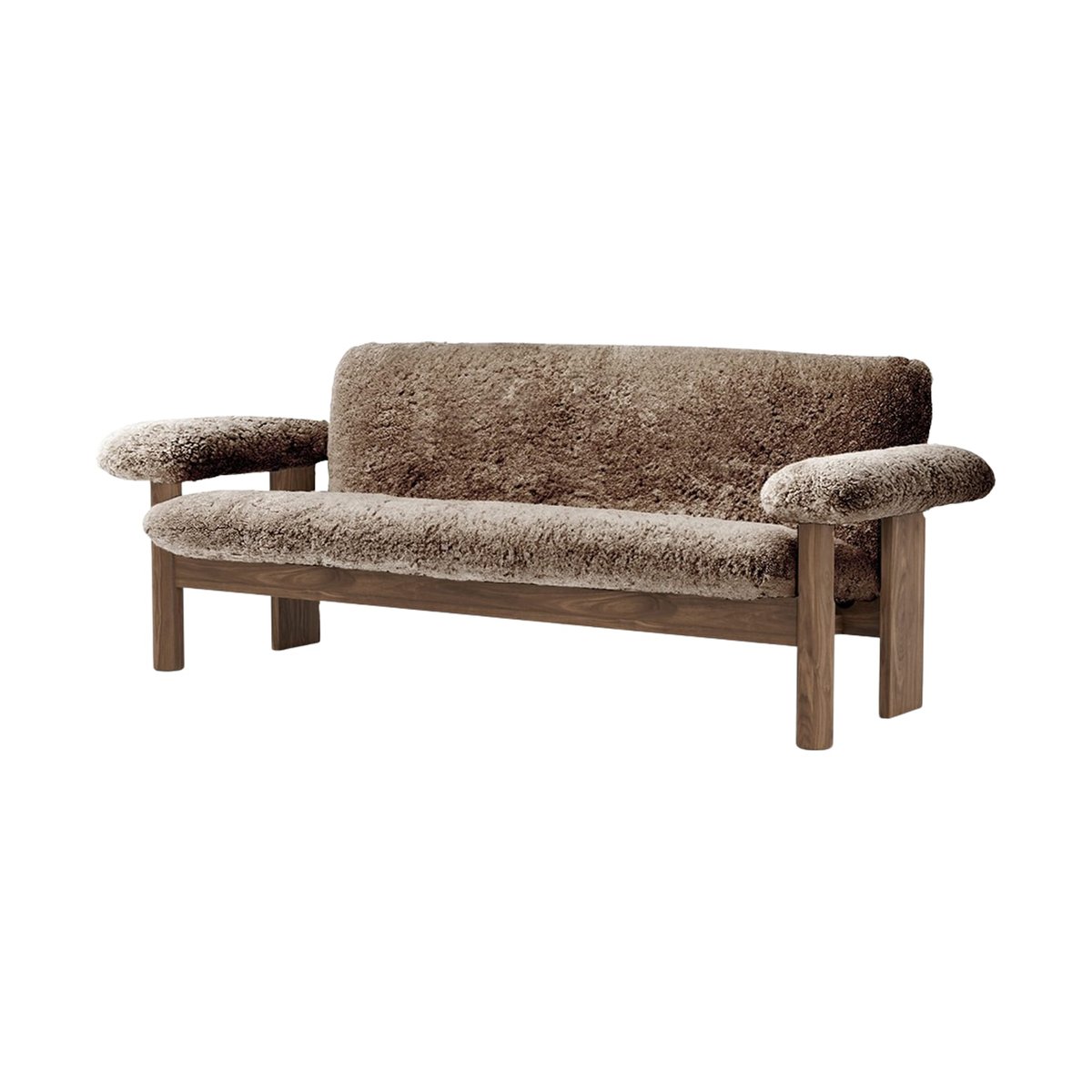 Audo Copenhagen Brasilia sohva 2-istuttava Walnut-Sahara sheepskin curly