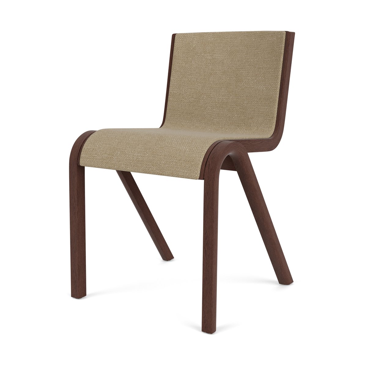 Audo Copenhagen Ready etupuolelta verhoiltu tuoli Red oak-Audo Bouclé 02