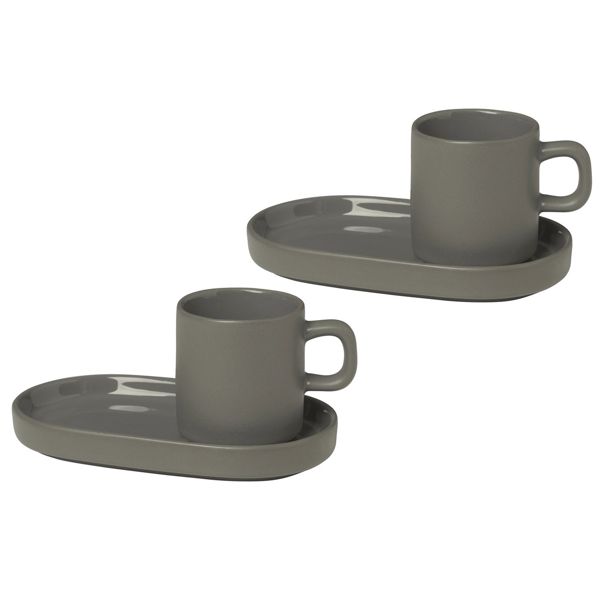 blomus Pilar-espressokuppi ja lautanen 2-pack Pewter