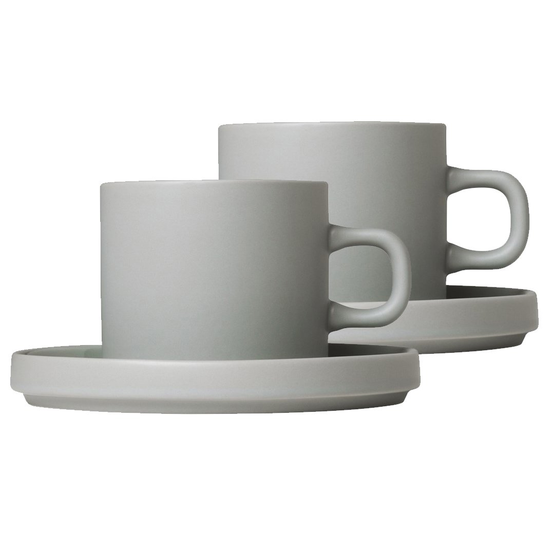 blomus Pilar-kahvimuki ja lautanen 2-pack Mirage grey