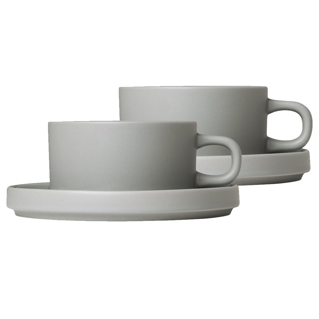 blomus Pilar-muki ja lautanen 2-pack Mirage grey