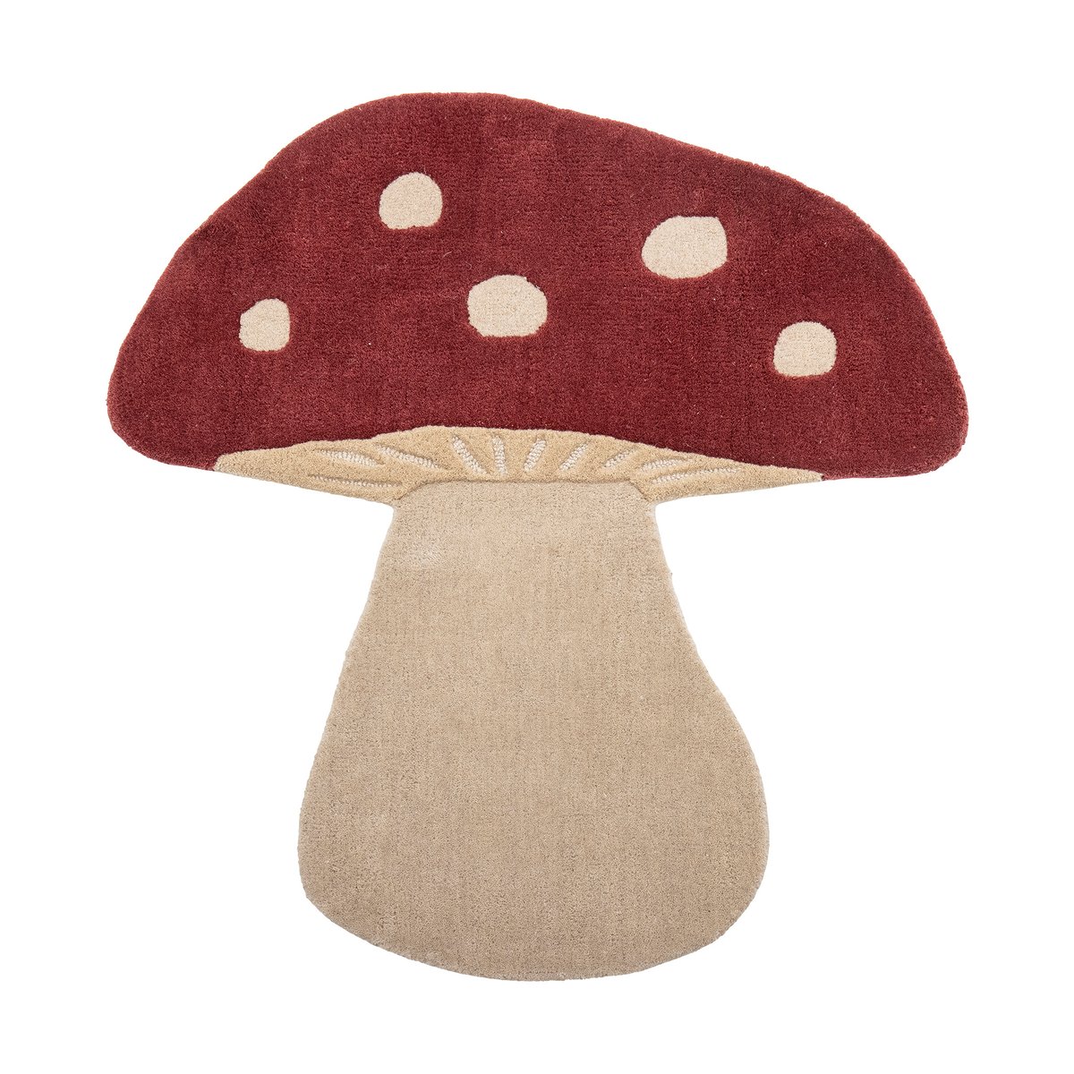 Bloomingville Mushroom villamatto 85×90 cm Punavalkoinen