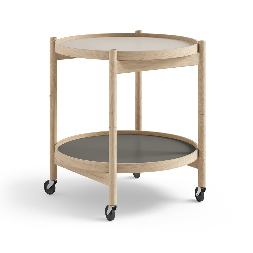 Brdr. Krüger Bølling Tray Table model 50 -rullapöytä Stone käsittelemätön tammirunko