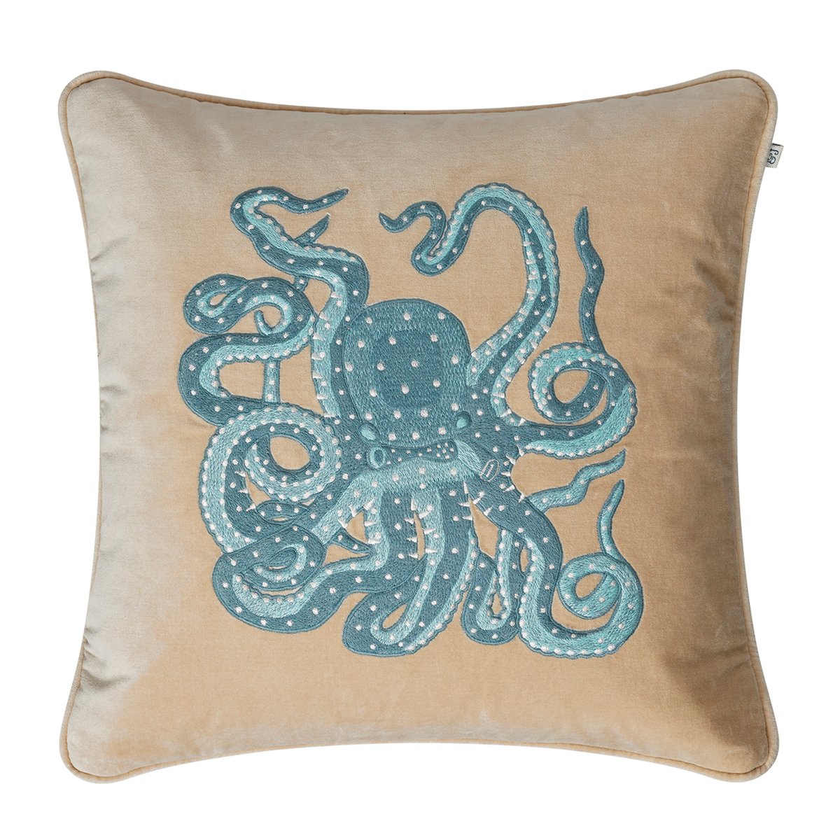 Chhatwal & Jonsson Embroidered Octopus tyynynpäällinen 50×50 cm Beige-aqua
