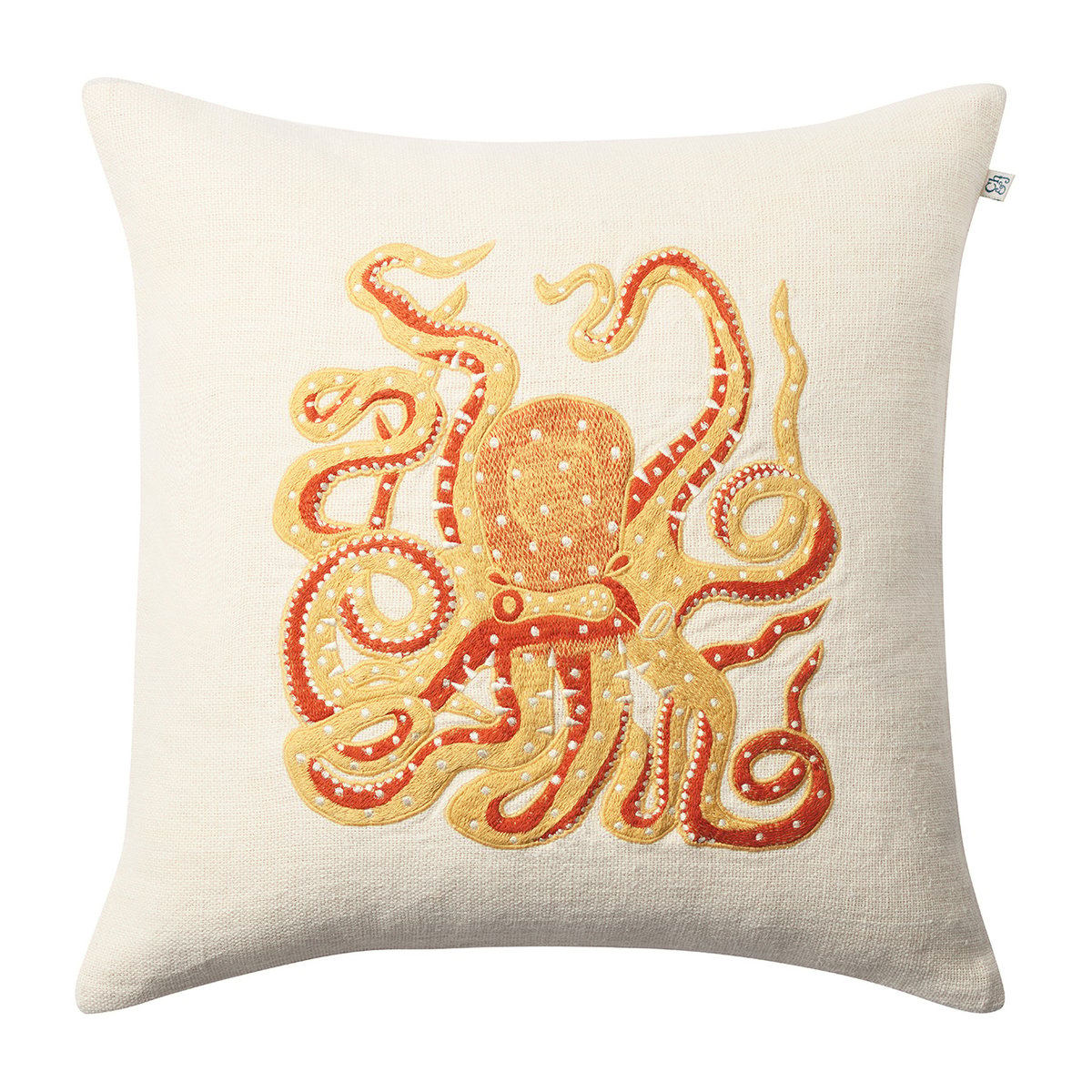Chhatwal & Jonsson Embroidered Octopus tyynynpäällinen 50×50 cm Spicy yellow-orange