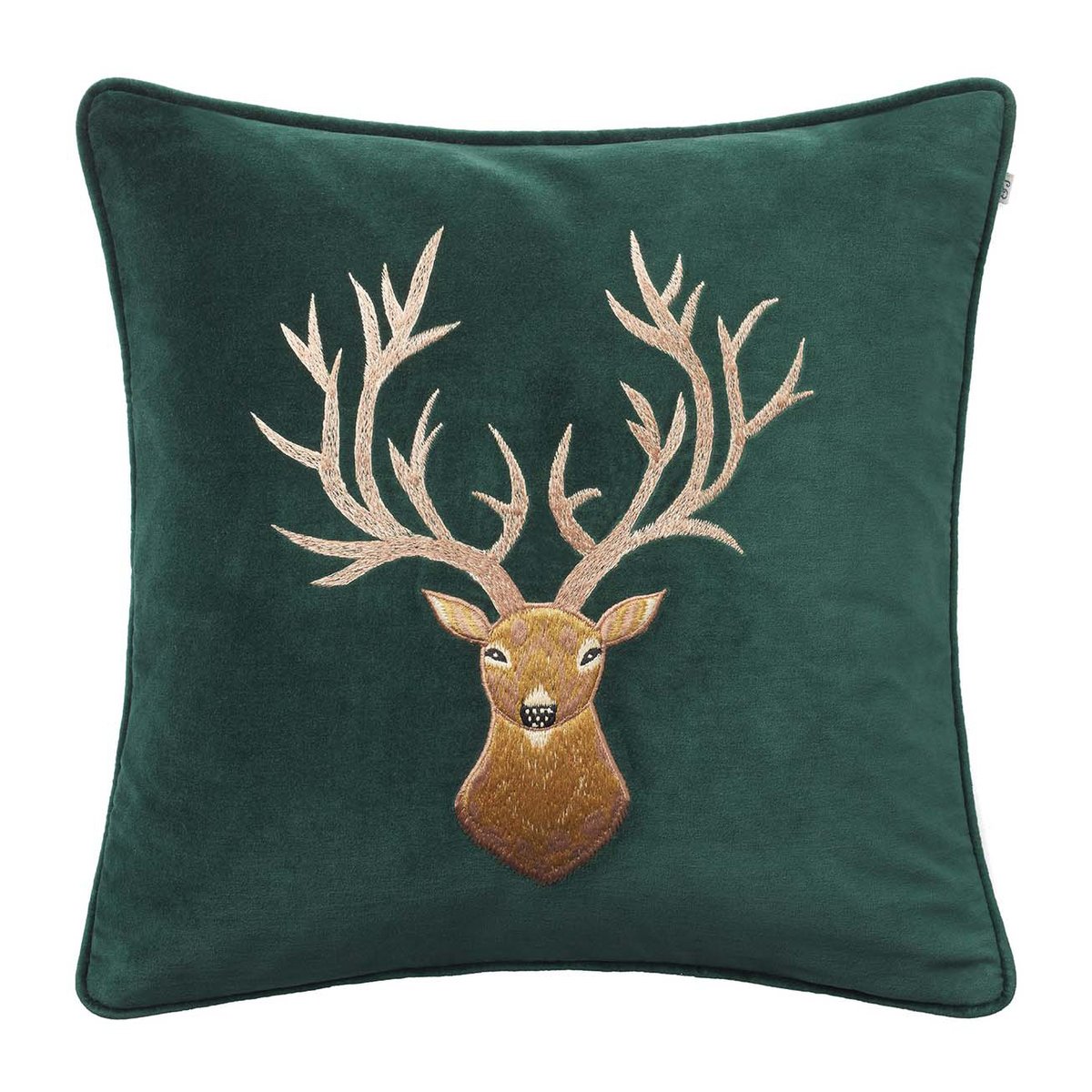 Chhatwal & Jonsson Embroidered Reindeer -tyynynpäällinen 50 x 50 cm Green