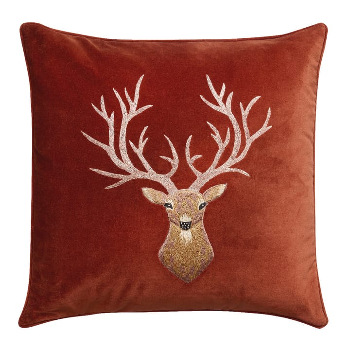 Embroidered Reindeer -tyynynpäällinen 50 x 50 cm - Rust - Chhatwal & Jonsson