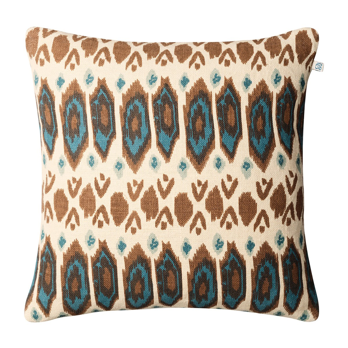 Chhatwal & Jonsson Ikat Bombay -tyynynpäällinen 50×50 cm Taupe-heaven blue-aqua