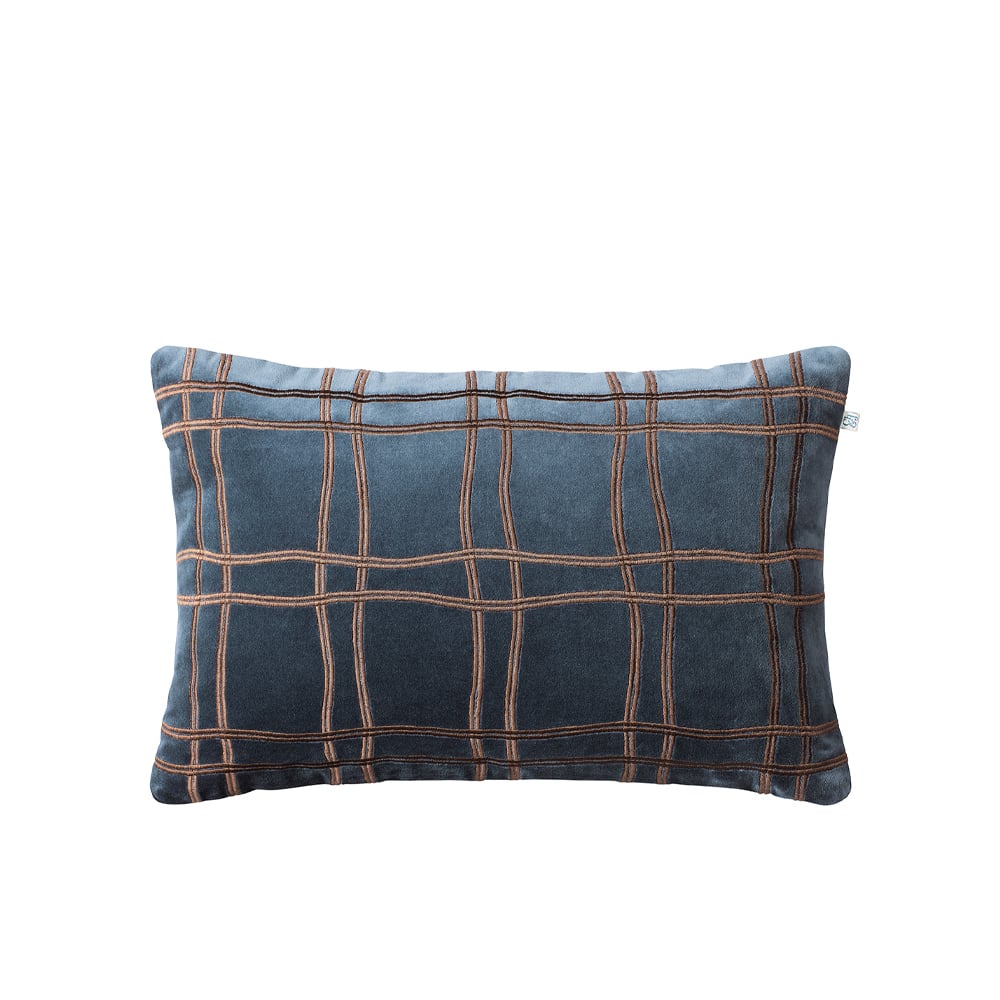 Chhatwal & Jonsson Tattersall tyyny Sea blue/cognac 60 x 40 cm