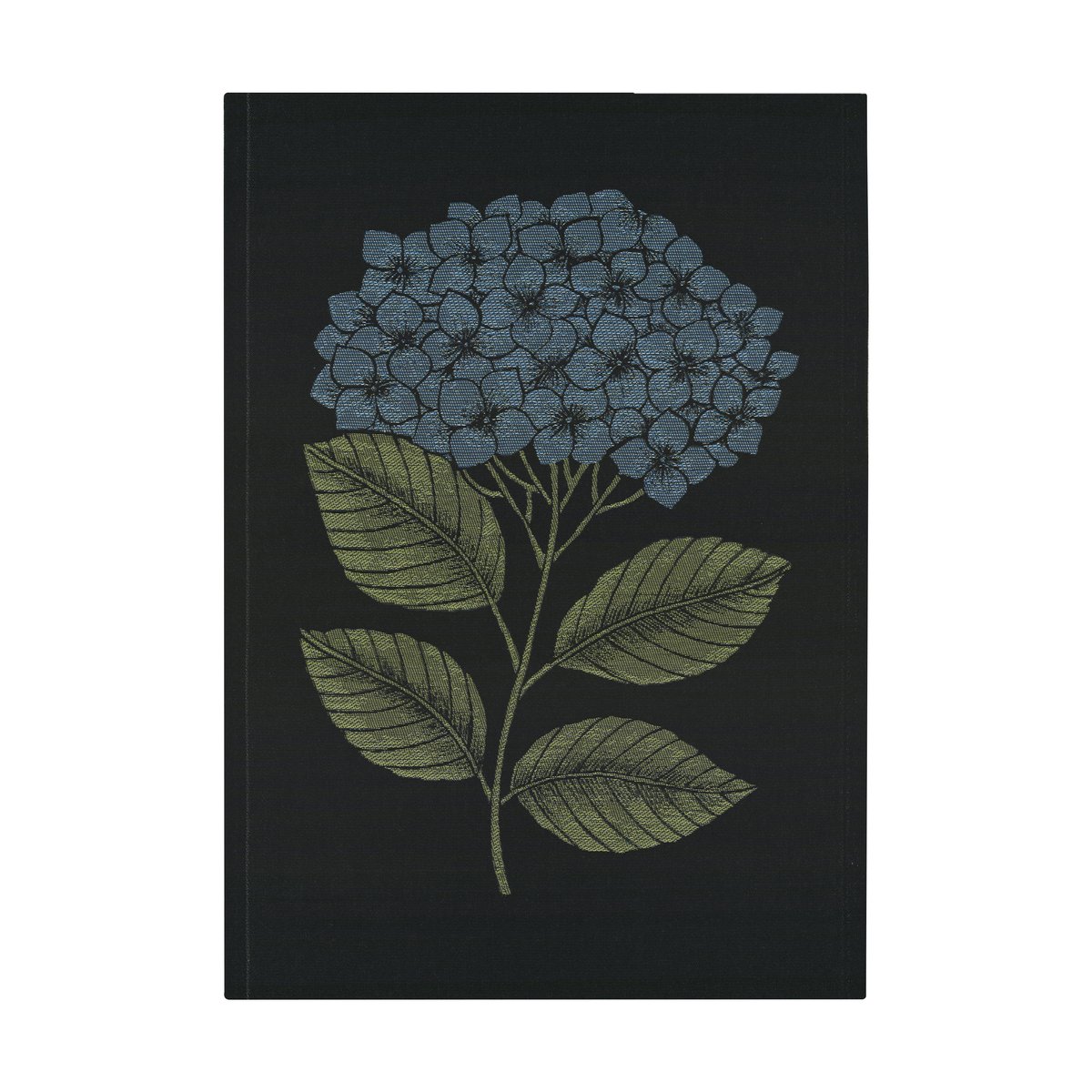 Ekelund Linneväveri Hydrangea keittiöpyyhe 48×70 cm Musta-sininen