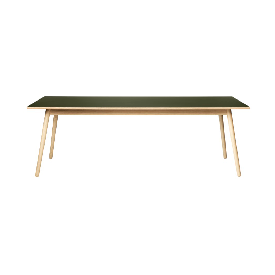 FDB Møbler C35C ruokapöytä 95×220 cm Olive green-oak nature lacquered