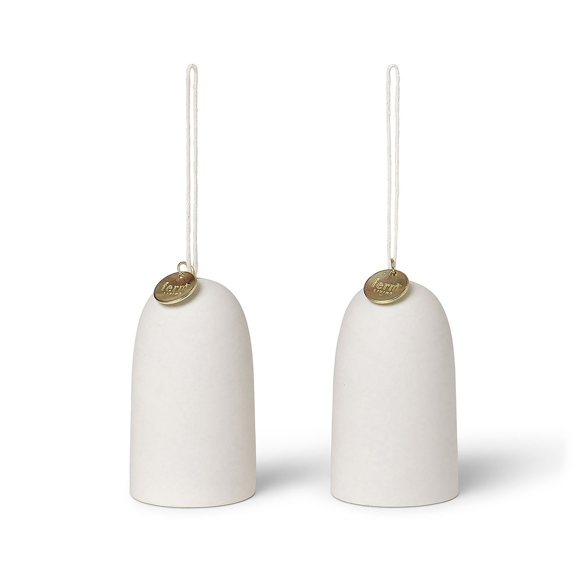 ferm LIVING Bell kello joulukoriste Ø4 cm 2-pack Off-white