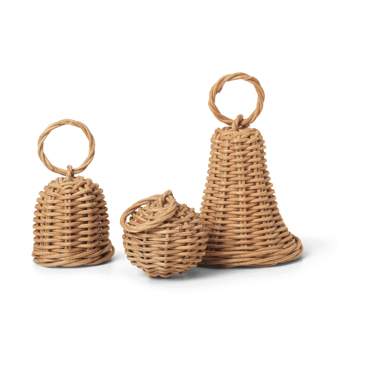 Braided Bell Baubles joulukoriste 3-pakkaus - Natural - Ferm LIVING