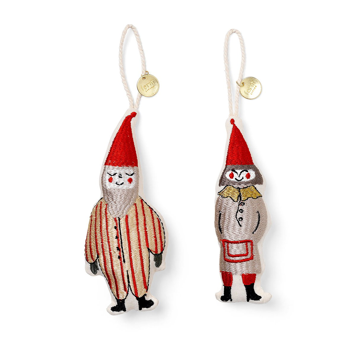 ferm LIVING Elf pair joulukoriste 13,5 cm 2-pack Striped