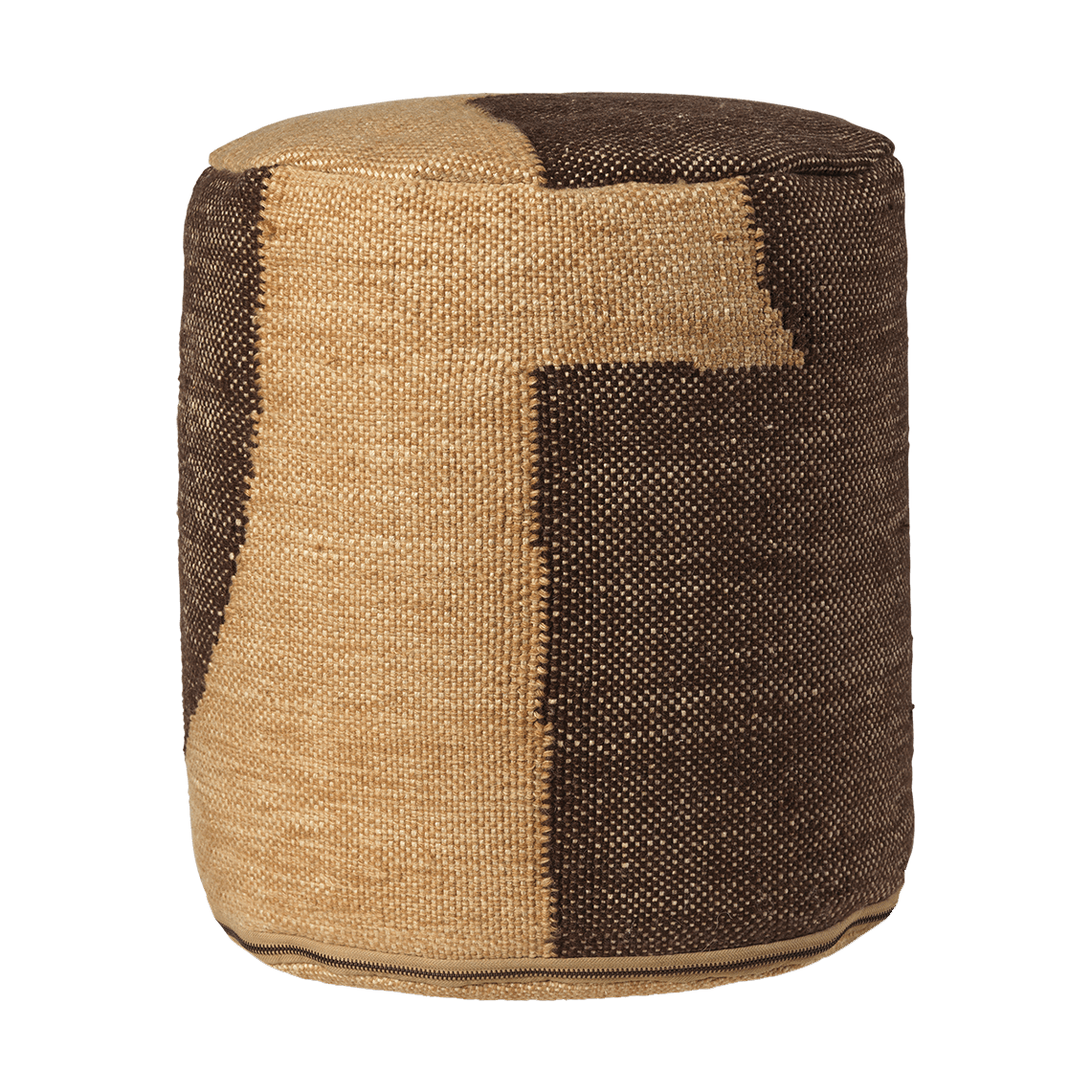 ferm LIVING Forene cylinder pouf istuinrahi Ø38×42 cm Tan-Chocolate