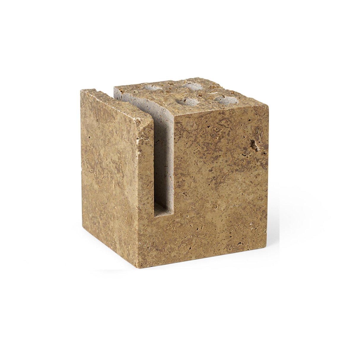 ferm LIVING Klint kynäpidike 9 x 9 cm Beige travertin