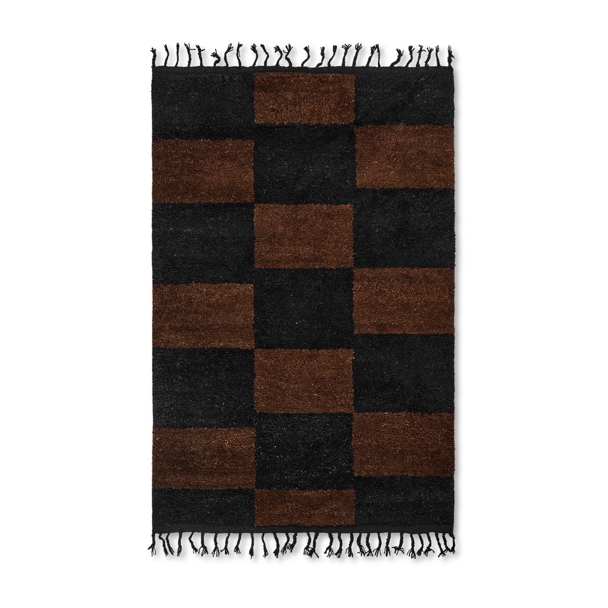 ferm LIVING Mara käsinpunottu matto 120×180 cm Black-chocolate