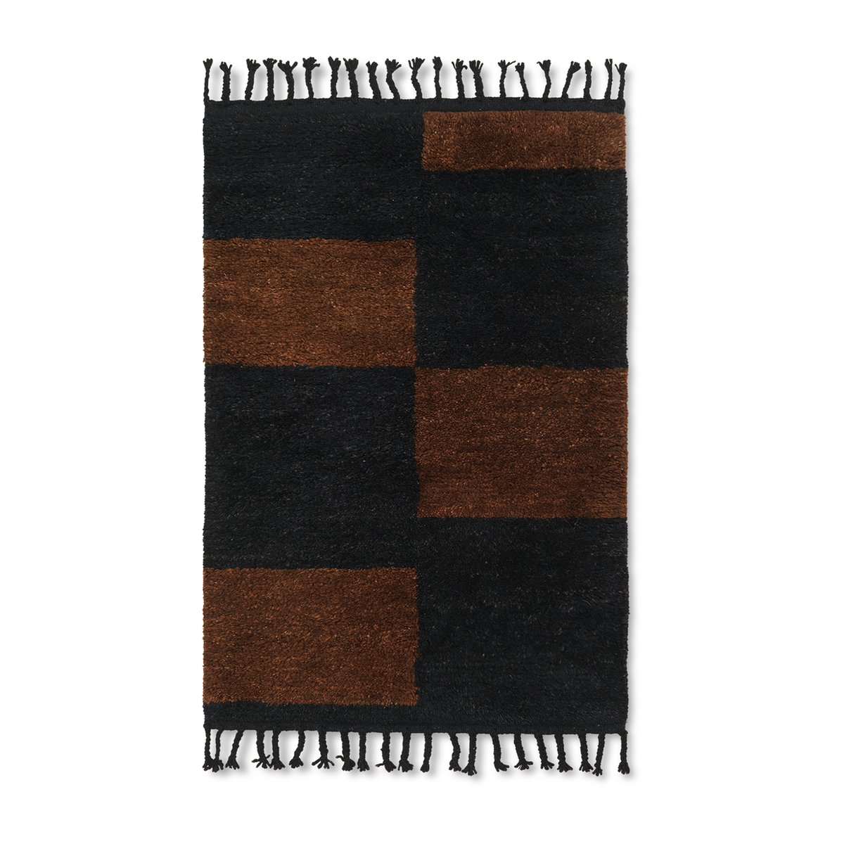 ferm LIVING Mara käsinpunottu matto 80×120 cm Black-chocolate