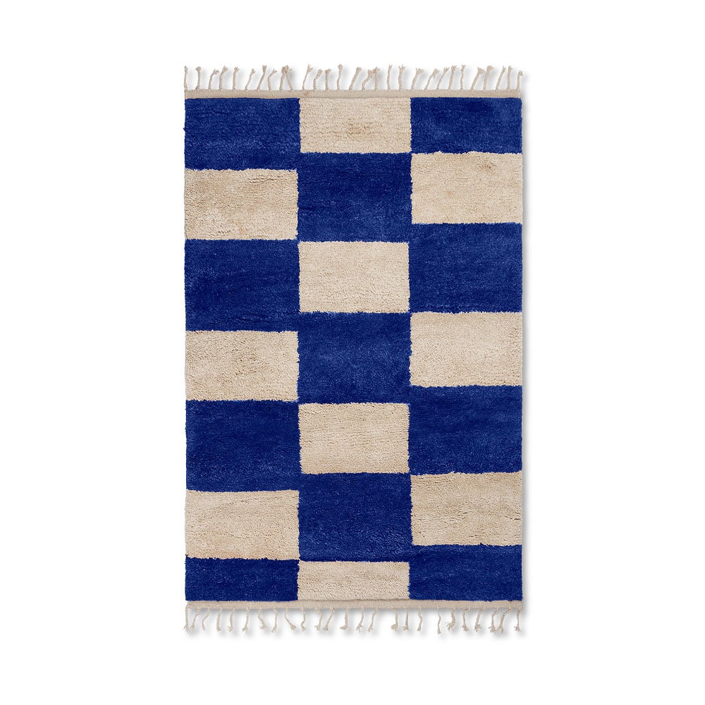 ferm LIVING Mara matto Bright blue/offwhite l 120 x 180 cm