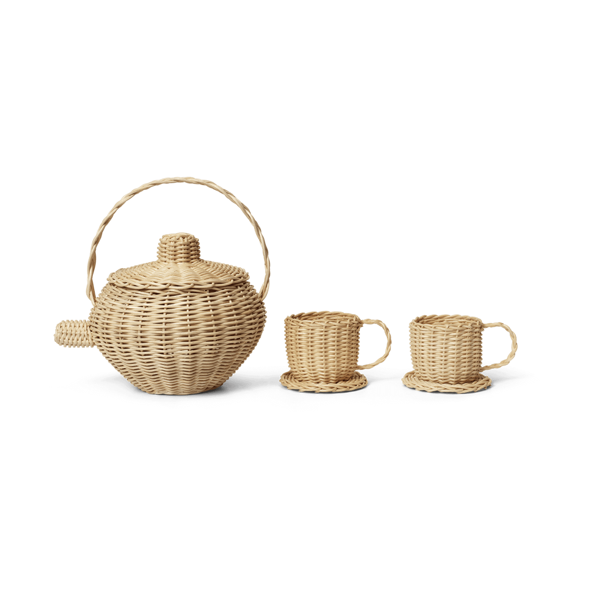 ferm LIVING Rattan teeastiasto 3 osaa Natural