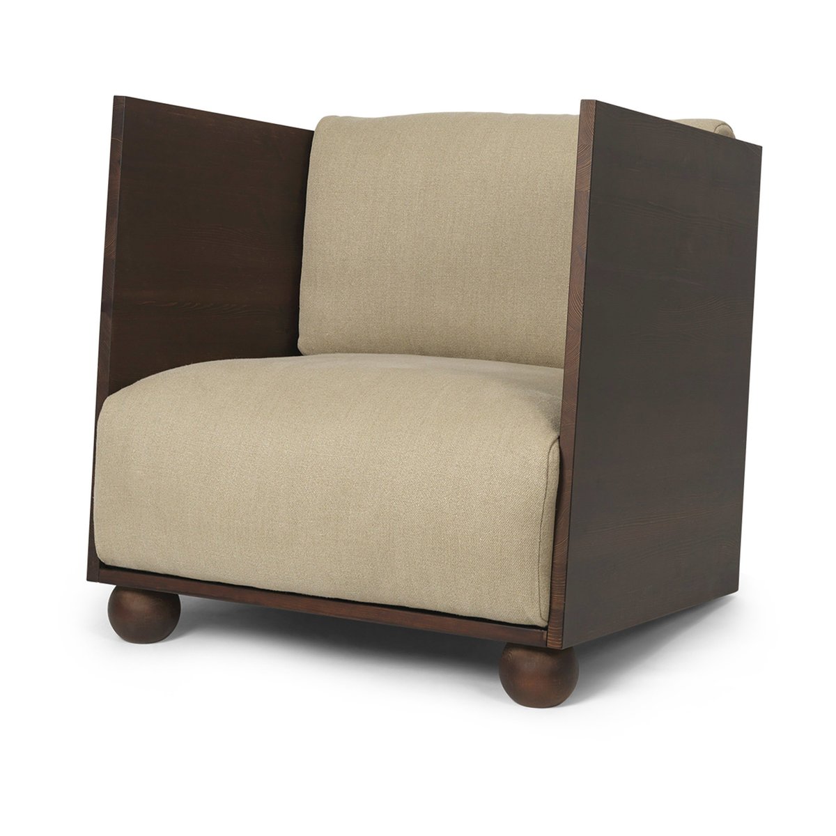 ferm LIVING Rum loungenojatuoli rich linen Dark stained-natural