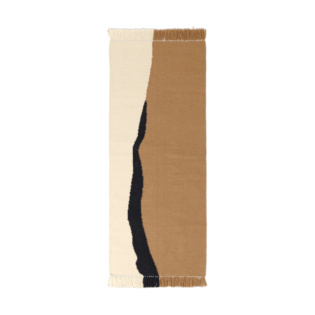 ferm LIVING Soil Kelim kävelymatto Dark sand-off white 70×180 cm