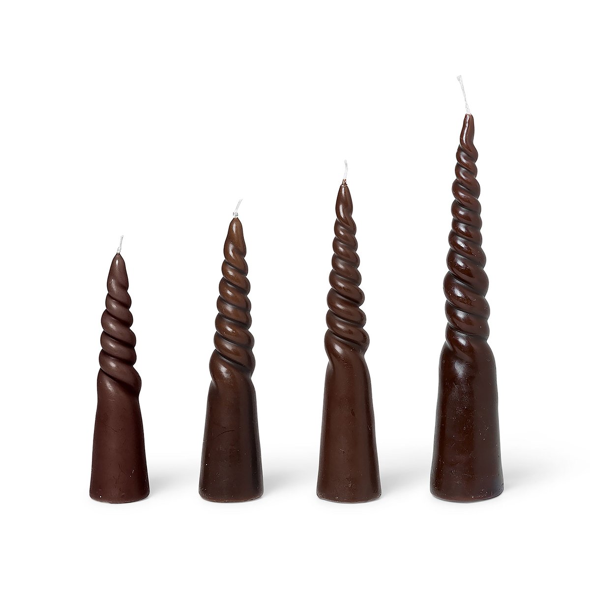 ferm LIVING Twisted candles kierretty kynttilä 4-pack Brown