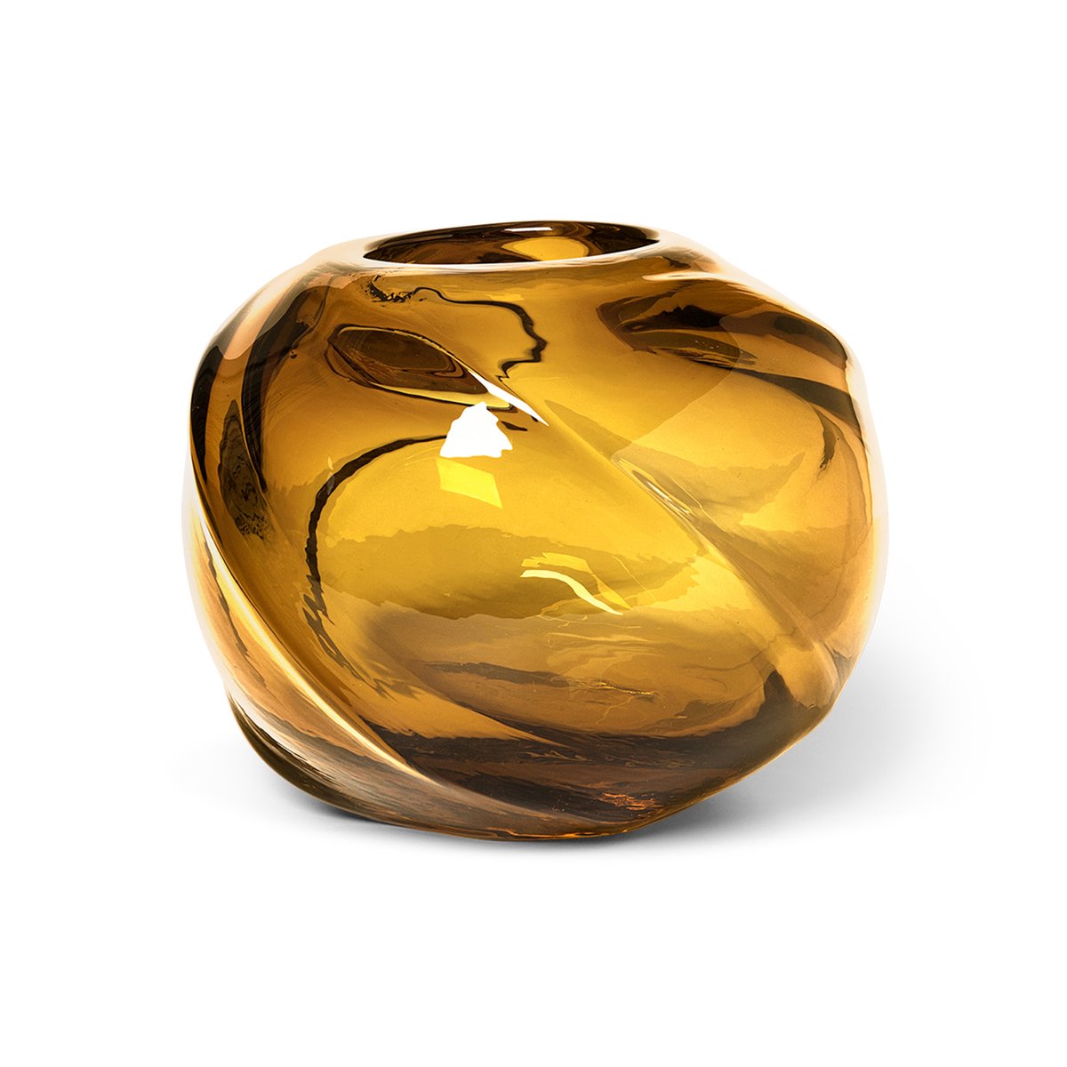 ferm LIVING Water Swirl maljakko pyöreä Ø21 cm Amber