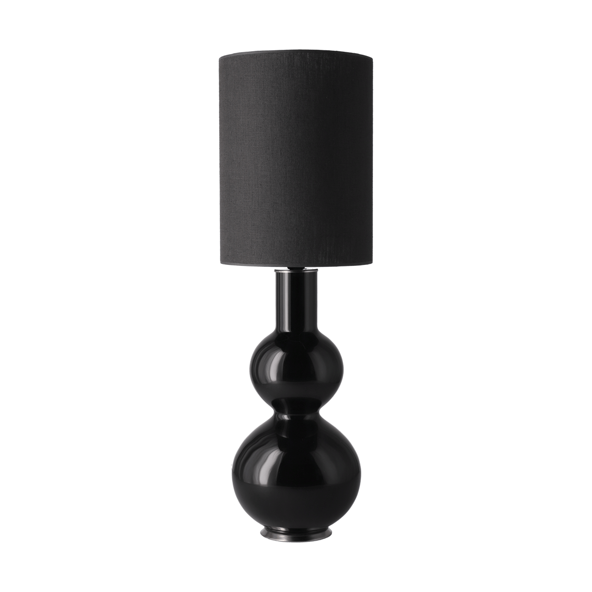 Flavia Lamps Augusta-pöytävalaisin mustalla lampunjalalla Lino Negro L