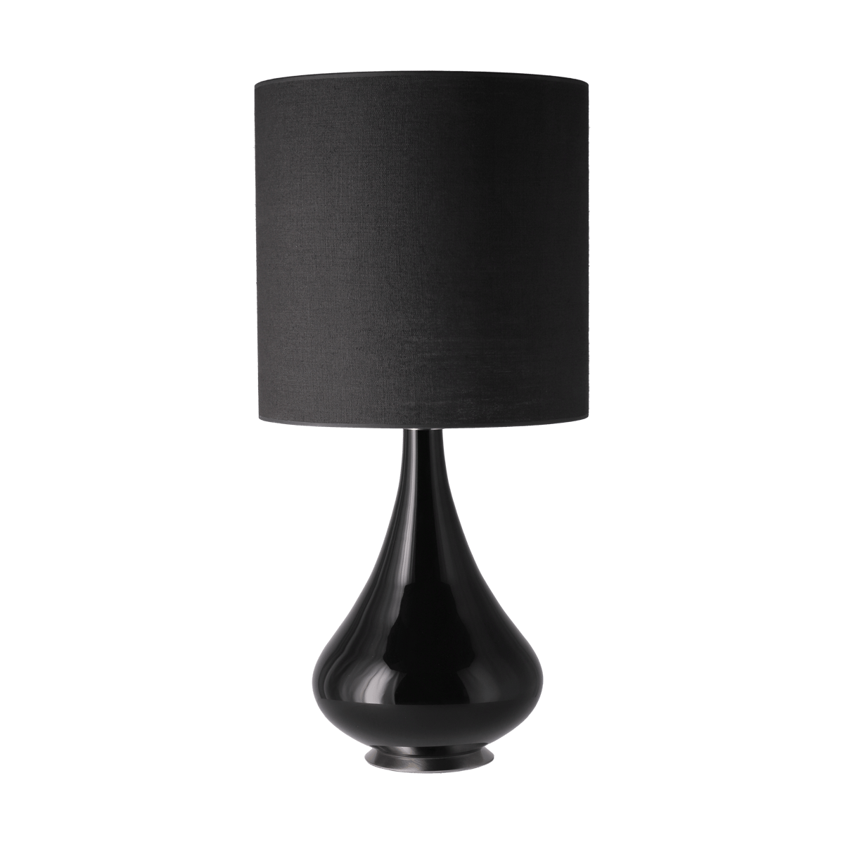 Flavia Lamps Renata-pöytävalaisin mustalla lampunjalalla Lino Negro M