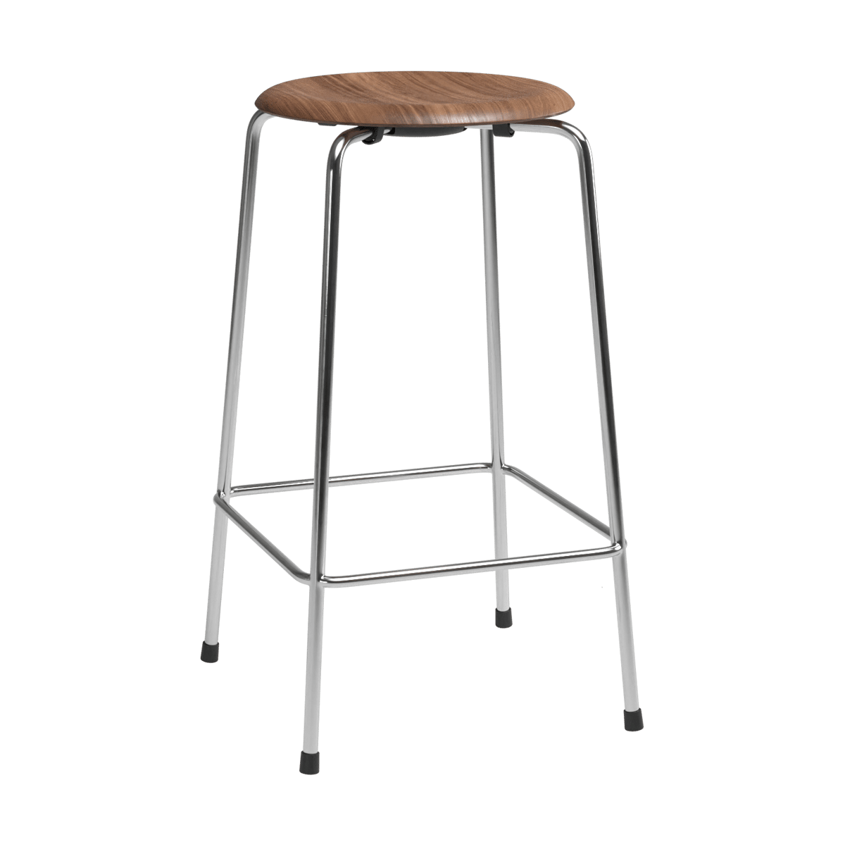 Fritz Hansen High Dot counter stool 4 jalkaa Pähkinäpuu-kromi