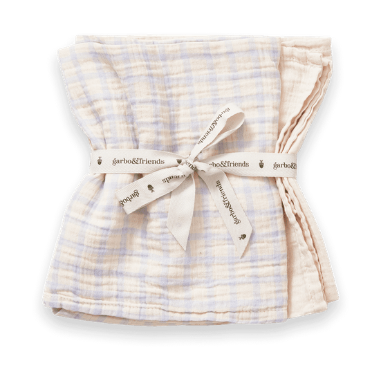 Gingham Sky Blue Muslin viltti pieni 2 osaa - 60x60 cm - Garbo&Friends