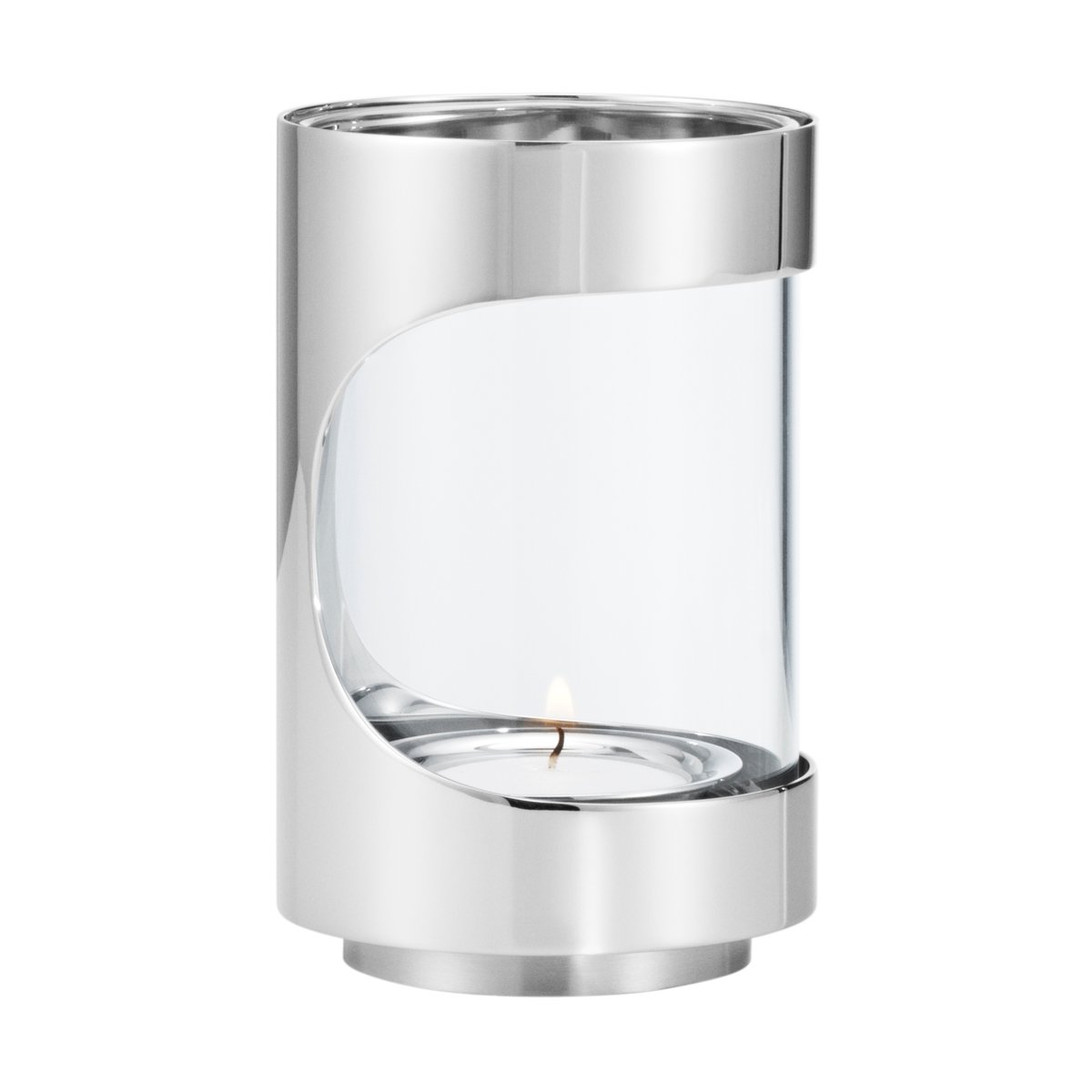 Georg Jensen Chrome contours hurricane-kynttilälyhty 12 cm Ruostumaton teräs