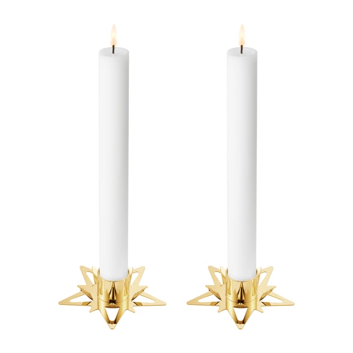 Classic christmas star kynttilänjalka Ø9 cm 2-pack - Kulta - Georg Jensen