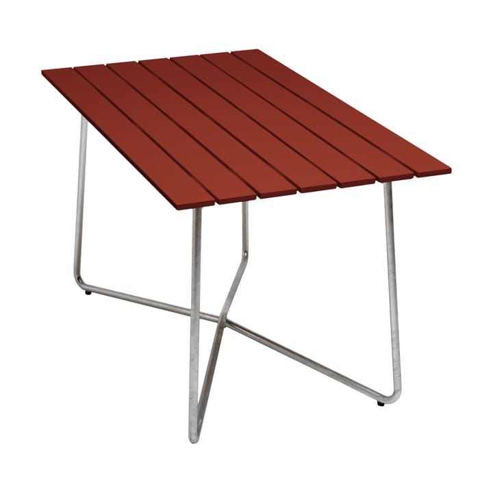 B25A pöytä - Dark red lacquered oak-galvanized base - Grythyttan Stålmöbler