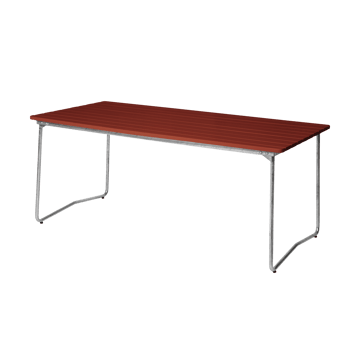 B31 170 ruokapöytä - Dark red lacquered oak-galvanized base - Grythyttan Stålmöbler