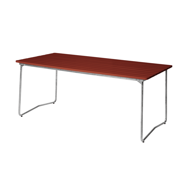 B31 170 ruokapöytä - Dark red lacquered oak-galvanized base - Grythyttan Stålmöbler