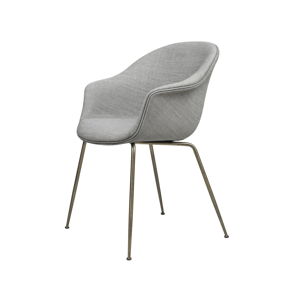 Gubi Bat Dining Chair Fully Upholstered -tuoli Remix 123 harmaa-antiikkimessinki