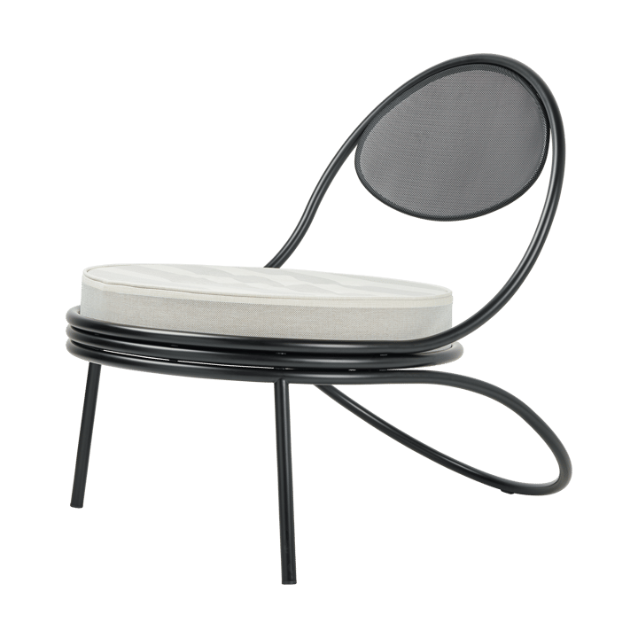 Copacabana Outdoor Lounge Chair verhoiltu istuinosa - Leslie stripe limonta 020-mustat jalat - GUBI