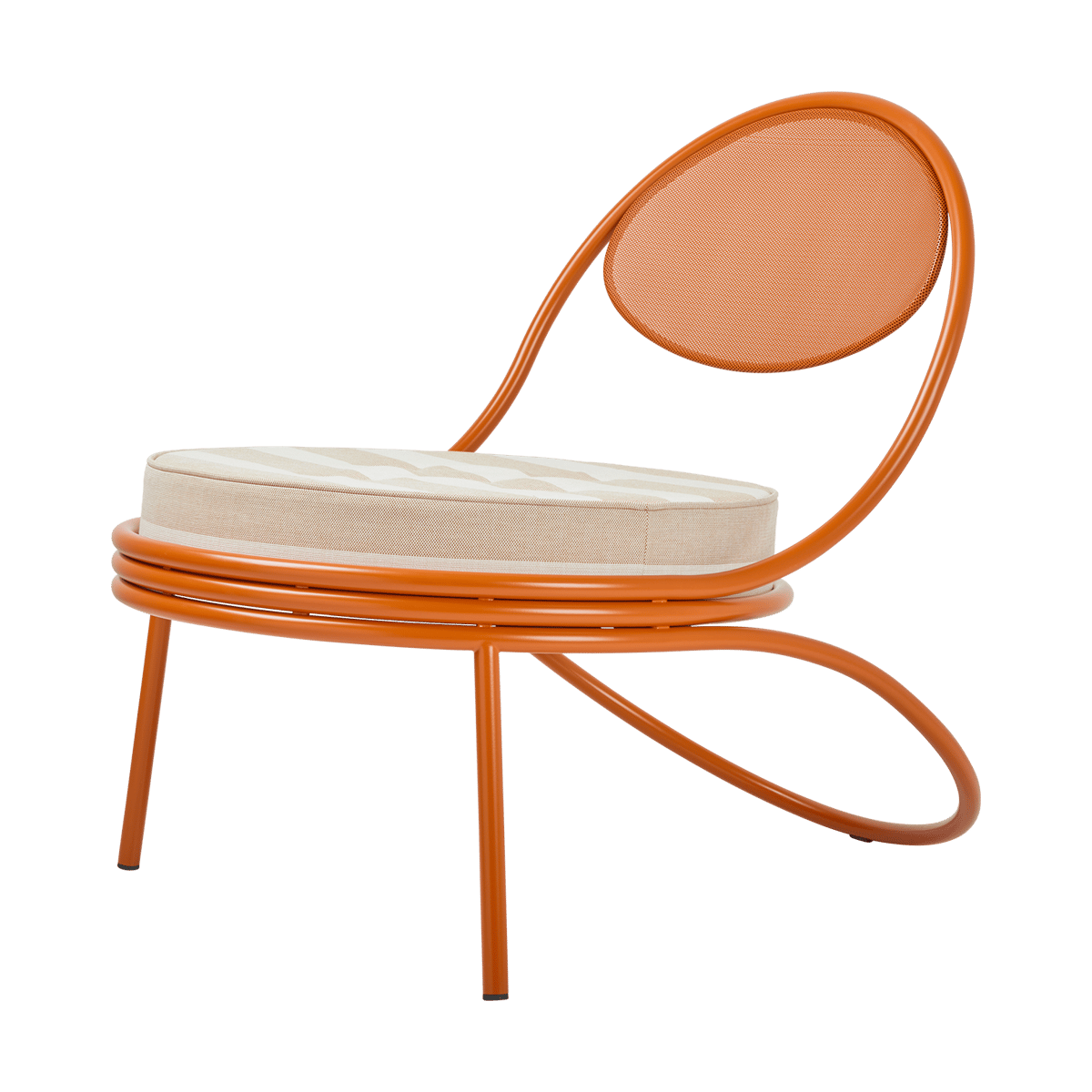 GUBI Copacabana Outdoor Lounge Chair verhoiltu istuinosa Leslie stripe limonta 040-international orange