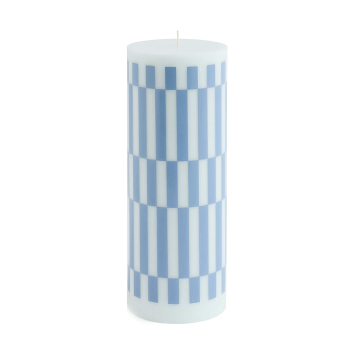 Column Candle p�öytäkynttilä large 25 cm - Light blue-dusty blue check - HAY