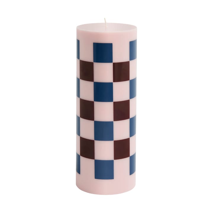 Column Candle pöytäkynttilä large 25 cm - Pink-bordeaux-dark blue check - HAY