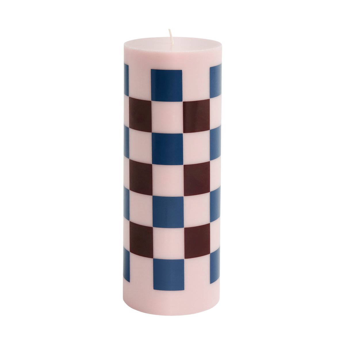 HAY Column Candle pöytäkynttilä large 25 cm Pink-bordeaux-dark blue check