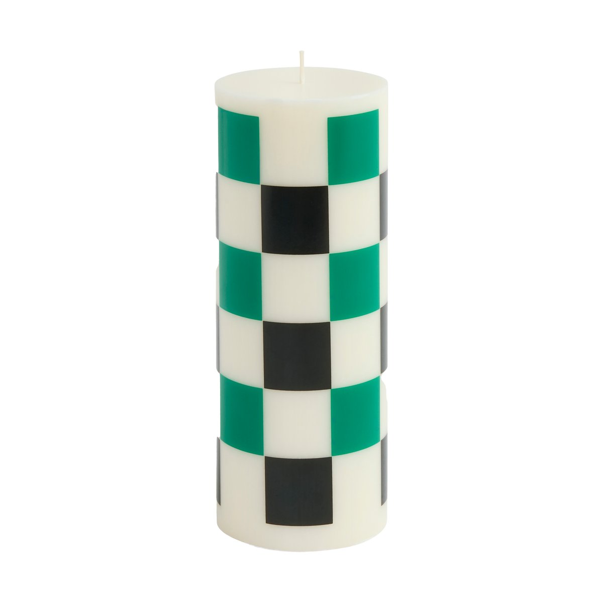 HAY Column Candle pöytäkynttilä medium 20 cm Off white-green-black check