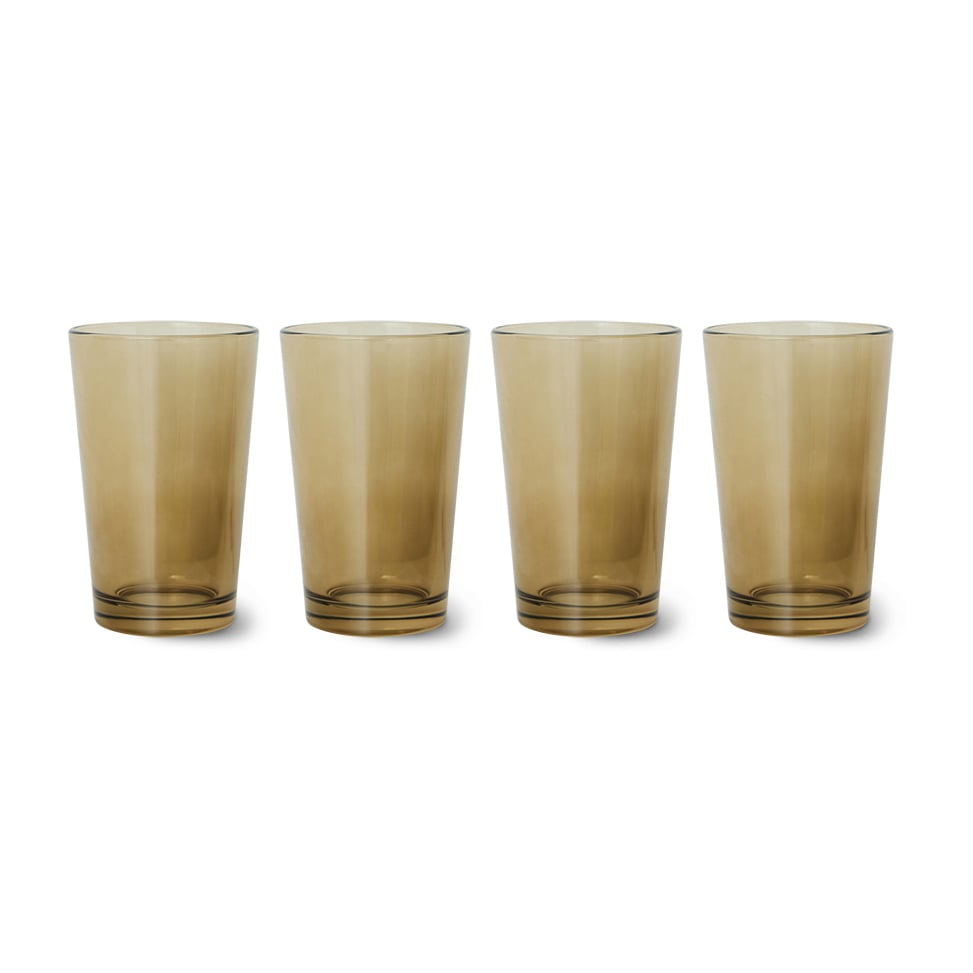 HKliving 70’s glassware teelasi 20 cl 4-pakkaus Mud brown