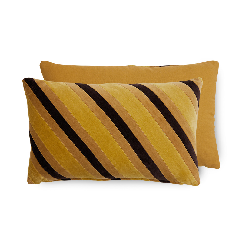 HKliving Striped velvet tyyny 30×50 cm Honey