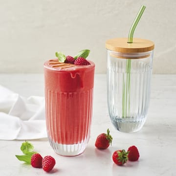 Ouessant smoothielasi kannella ja pillillä 43 cl - Transparent - La Rochère